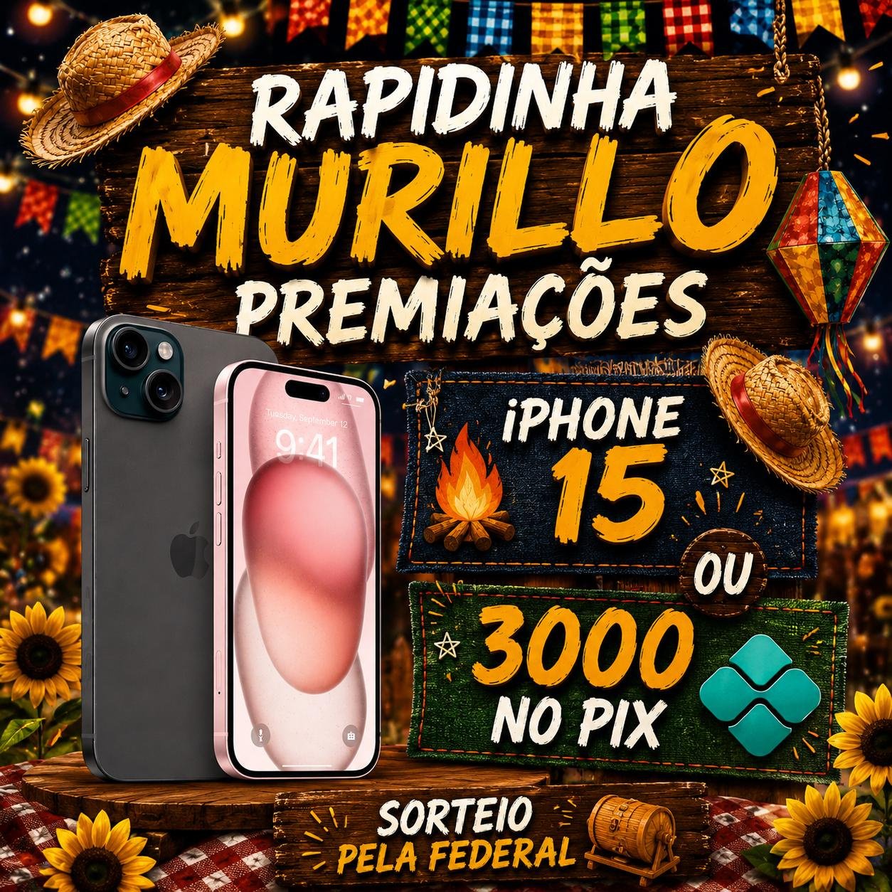 Iphone 15 ou R$3.000 no Pix! 📱💰